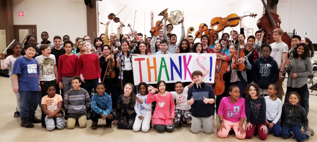Thank you photo with the OrKidstra students from the Centretown Hub