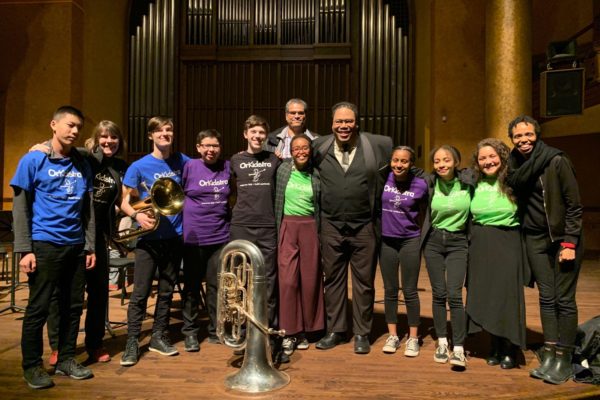 A photo of Dr. Richard A. White with OrKidstra